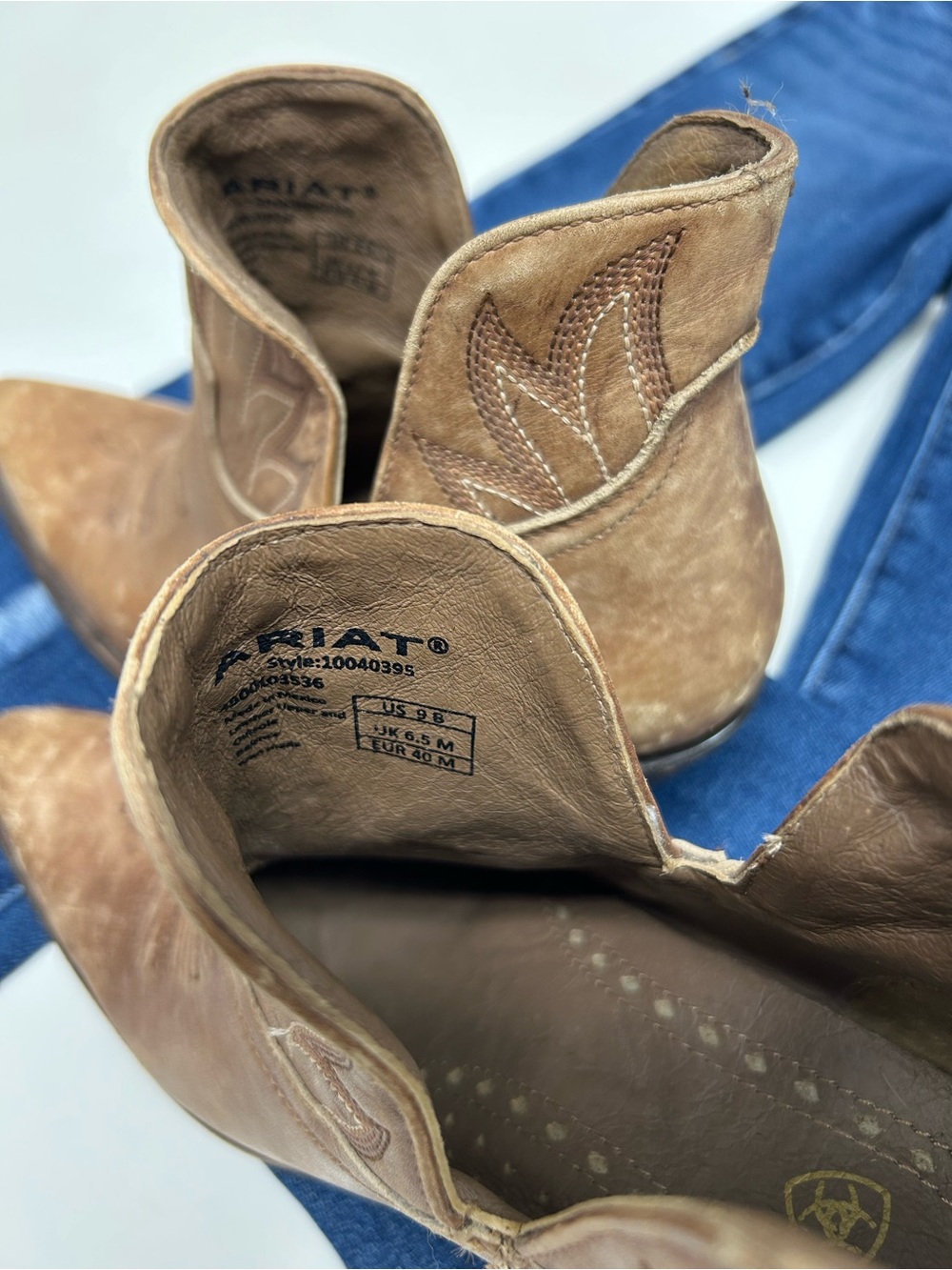 Ariat Brown Suede Western Cutout Ankle Booties - Picture 2 of 10